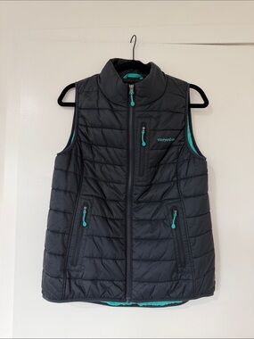 Vineyard Vines Black Quilted Puffer Vest with Teal Accents